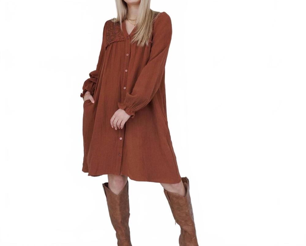 NEW ANNIEWEAR long sleeve dress in amberwood